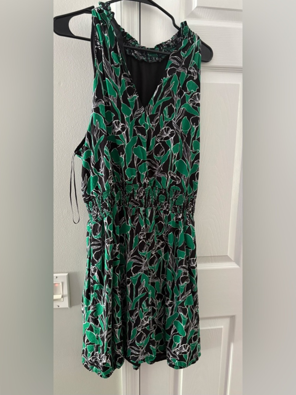A New Day Green & Black Floral Sleeveless Womens Dress